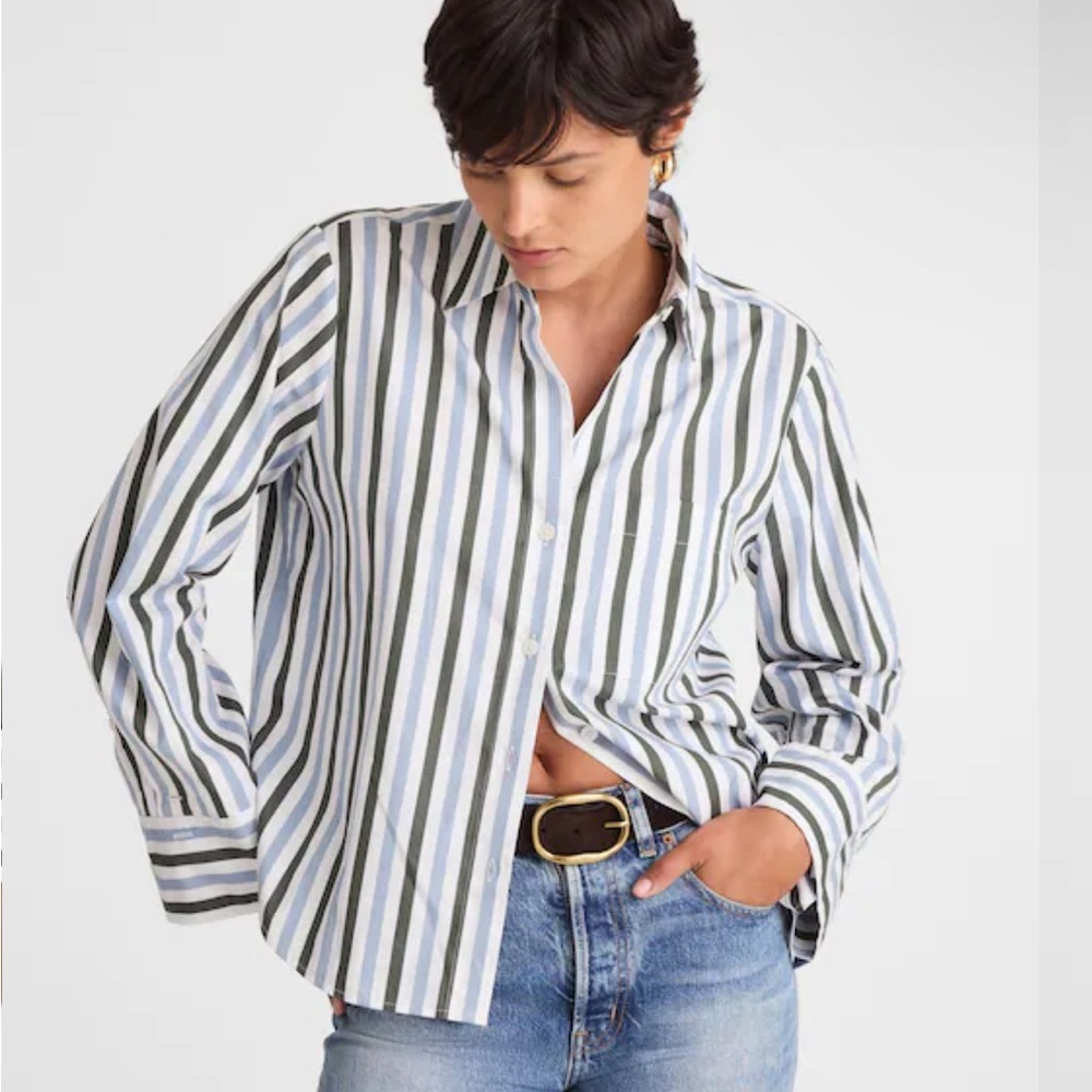Madewell | Easy Y-Neck Button-Up Shirt - Botanical Green